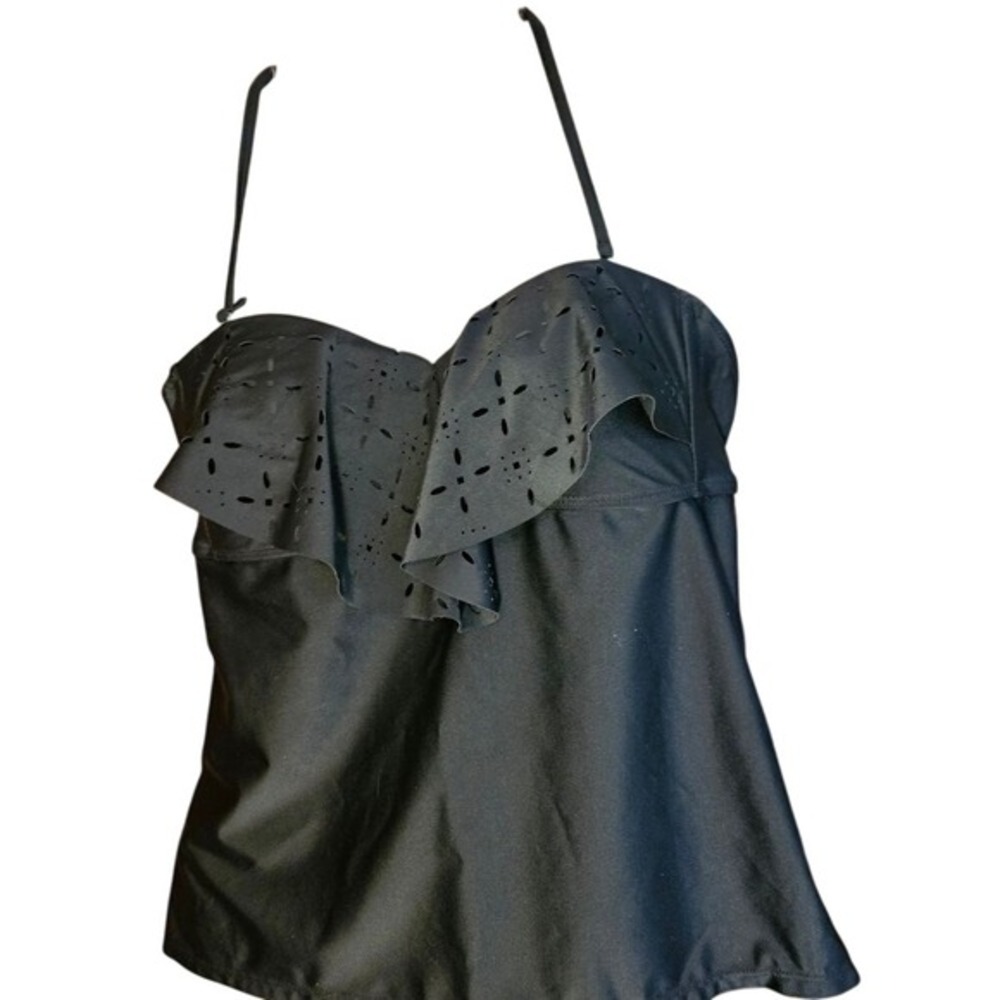 SO Black Ruffle Eyelet Tankini Bathing Suit Top – Women's Medium‎